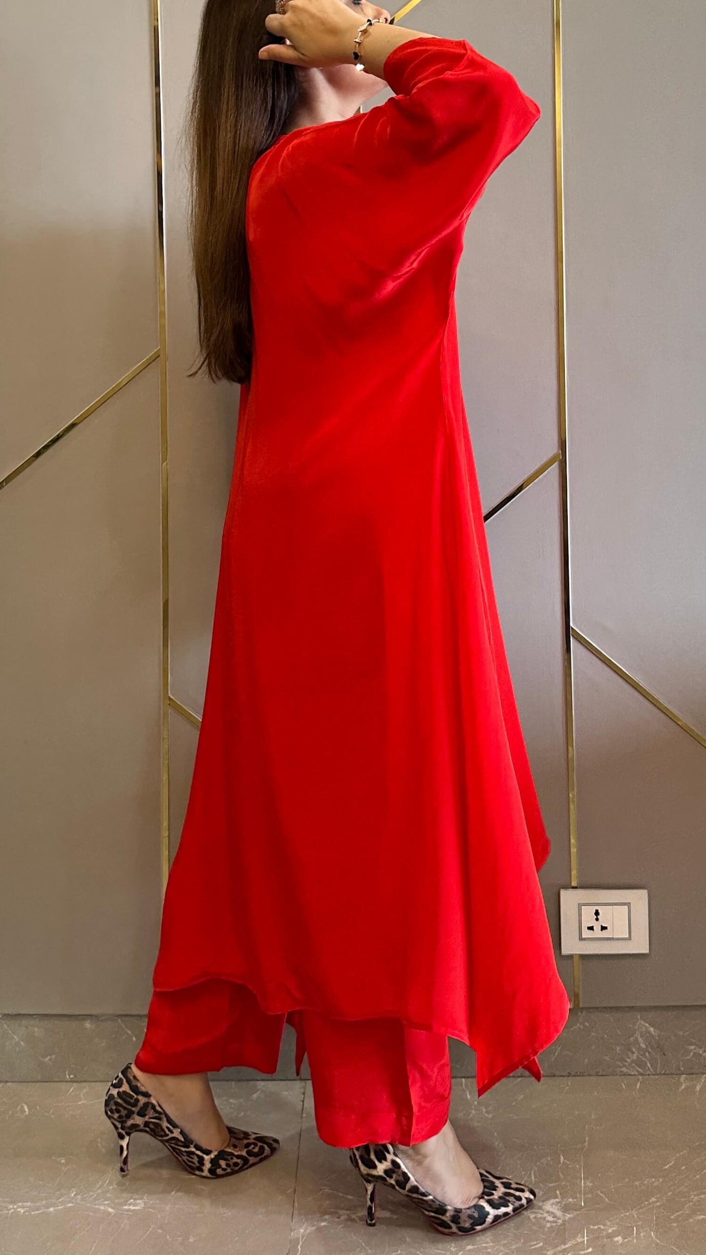 Red High Low Crepe Co-ord