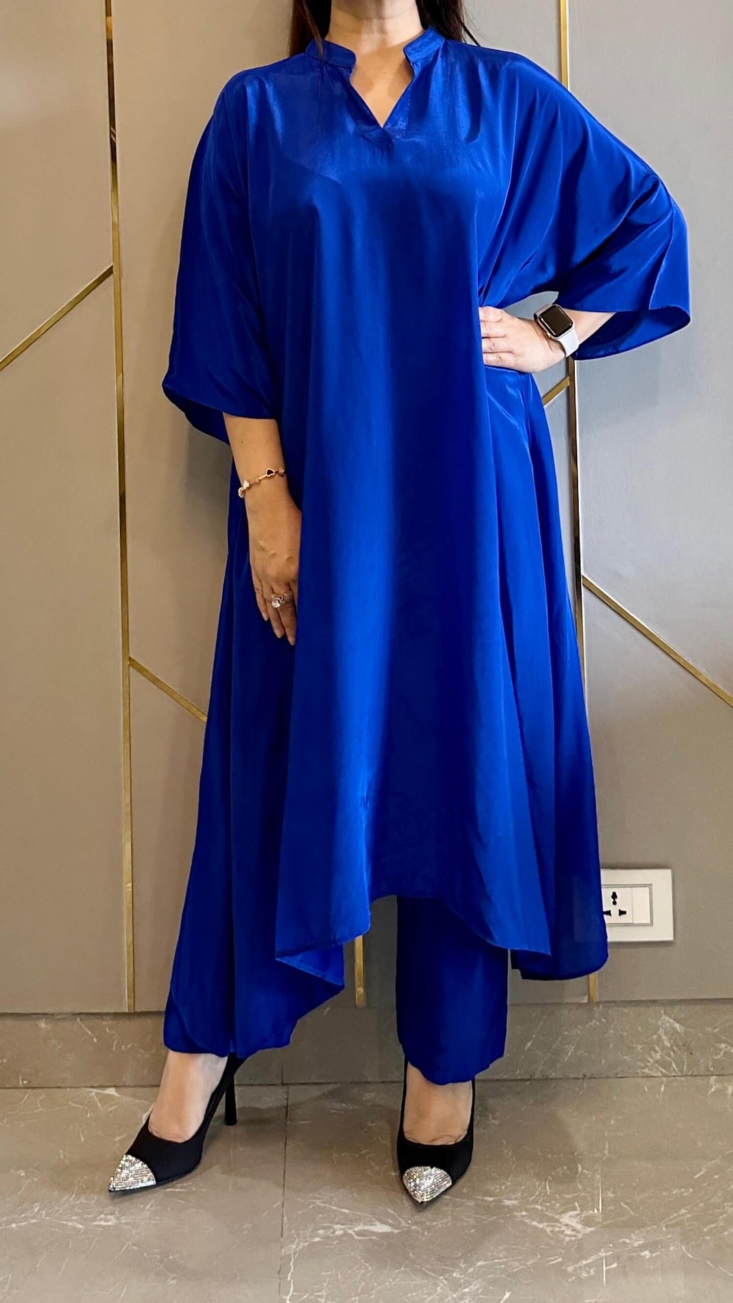 Royal Blue High Low Crepe Co-ord