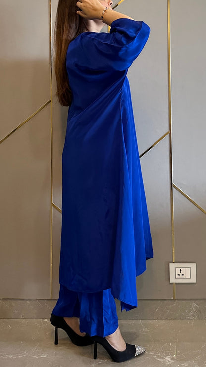 Royal Blue High Low Crepe Co-ord