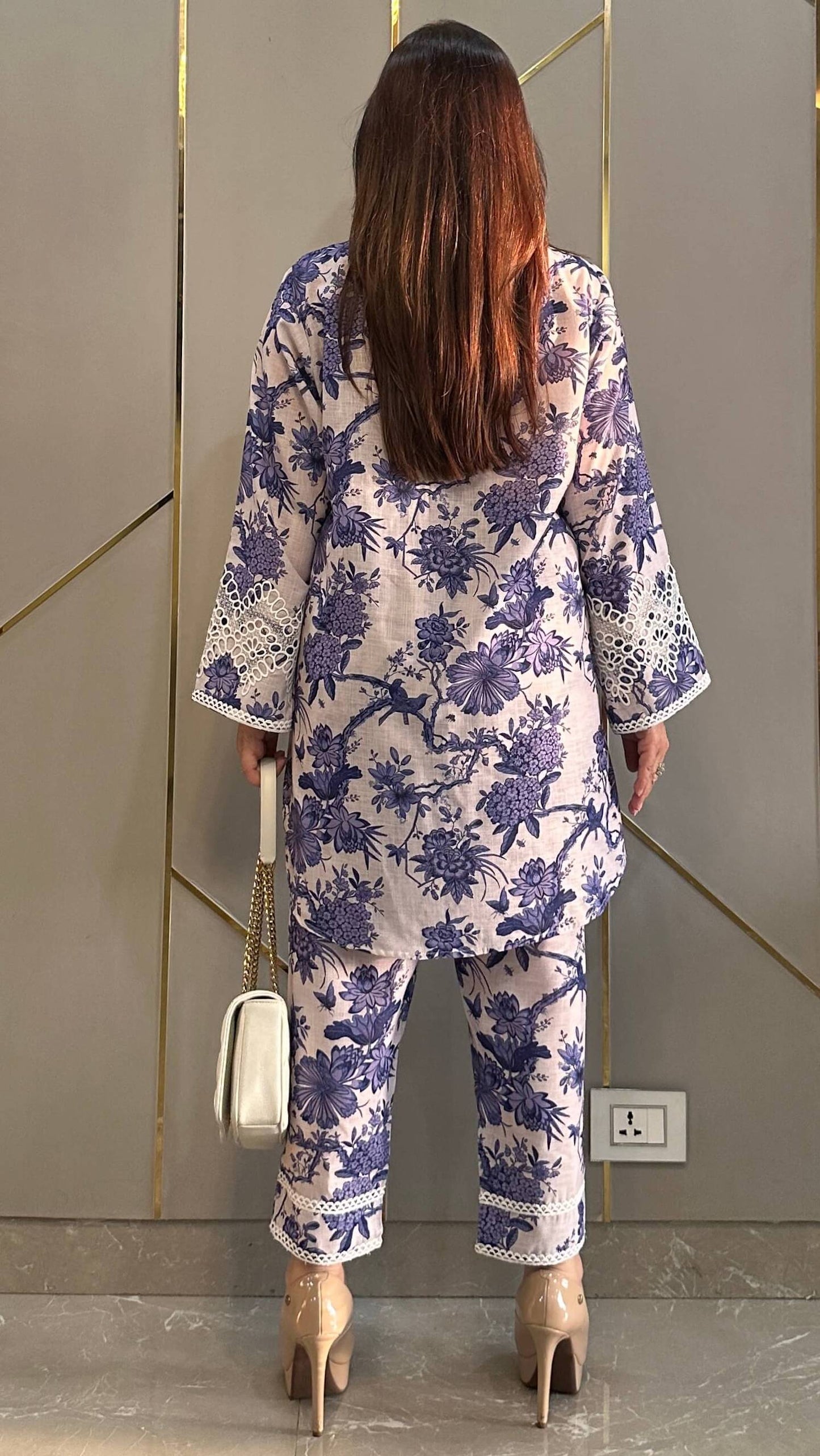 Indigo French Lace Linen Co-ord Set