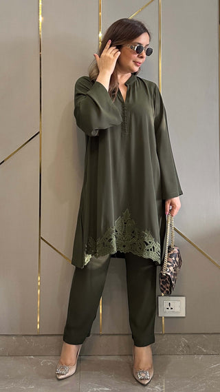 Olive Green Zoya Co-ord Set