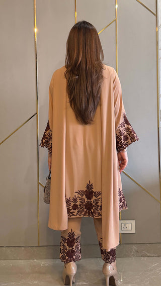 Cappuccino Embroidered Gara Co-ord Set with Optional Dupatta
