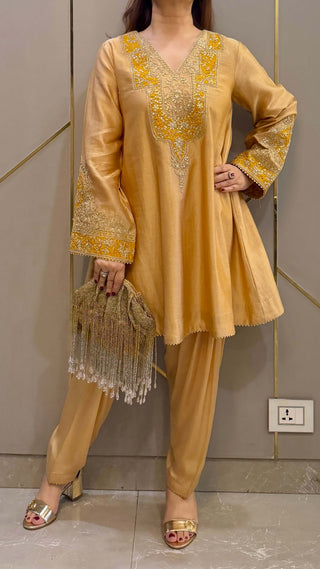 Beige Naaz Chanderi Kurta with Salwar