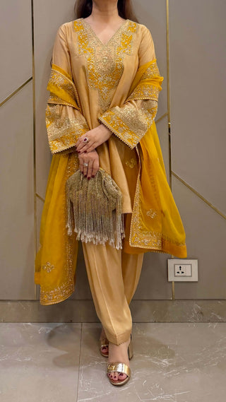 Beige Naaz Chanderi Kurta with Salwar