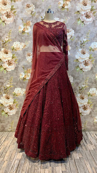 Reddish Maroon lehenga set
