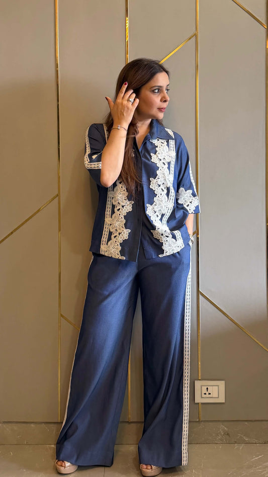 Denim French Lace Co-ord Set