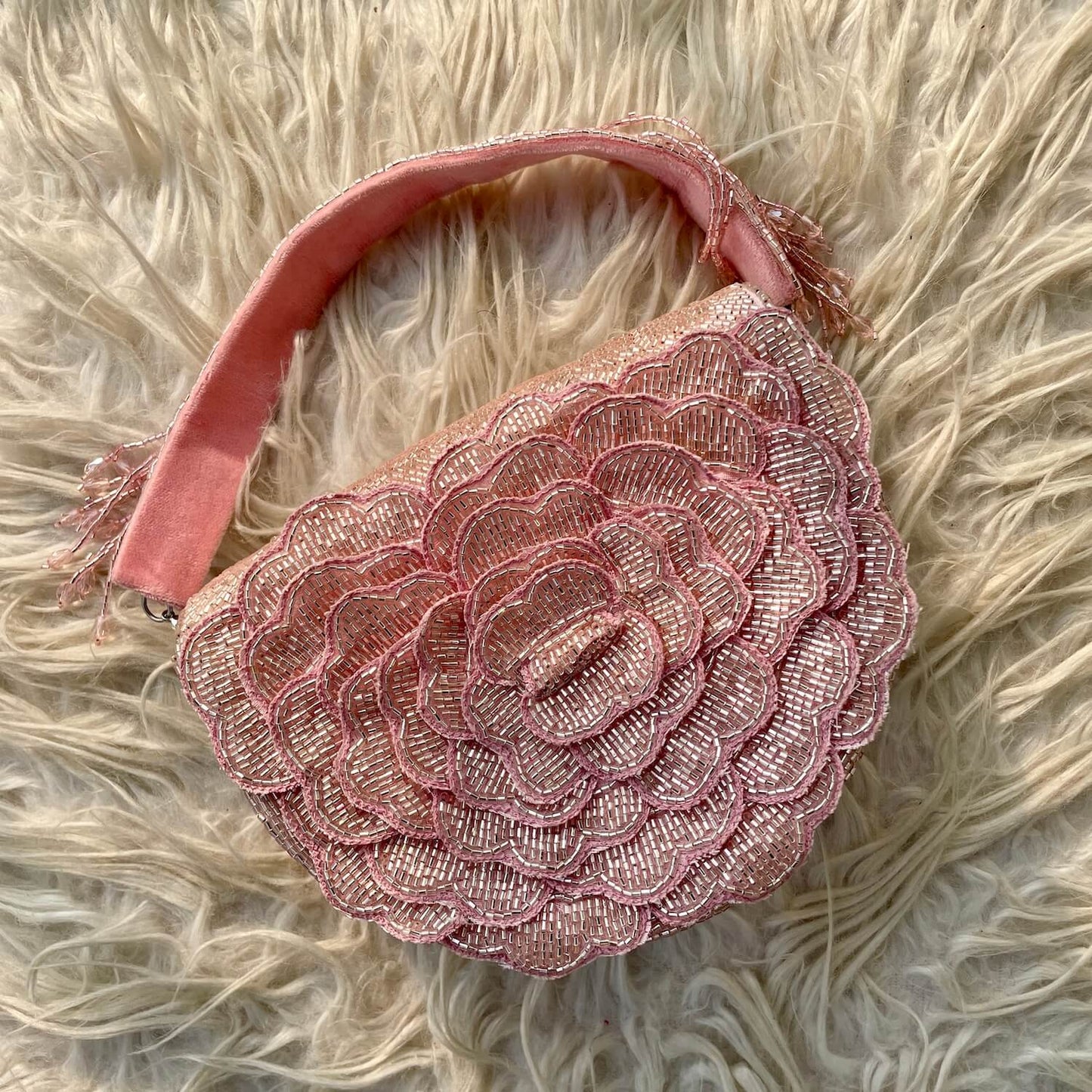 Pink Rose Embellished Clutch Bag