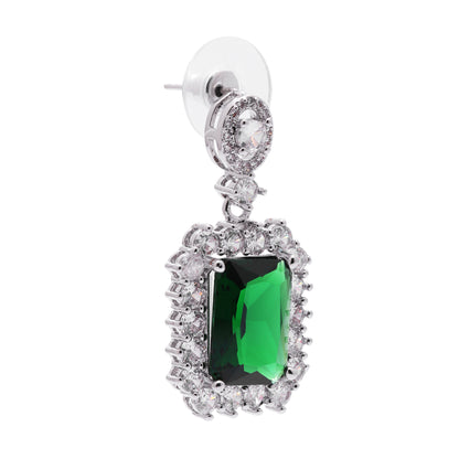 Emerald Green Zirconia Dangle Earrings