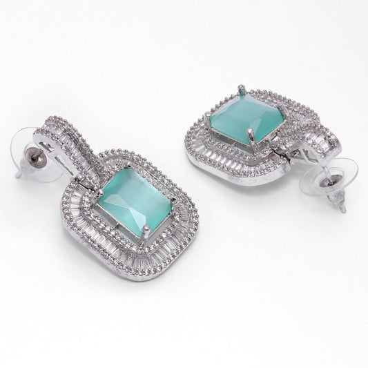 Sea Blue Zircon Drop Earrings