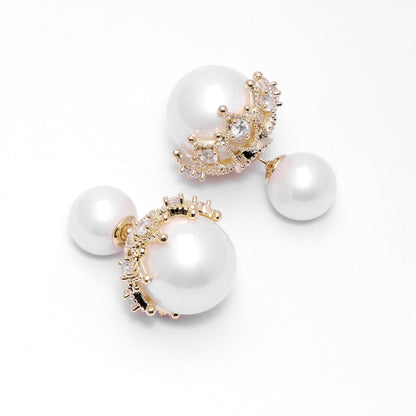 White Pearl Royalty Stud Earrings
