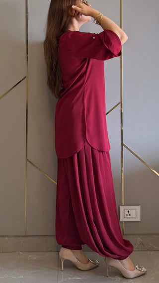Maroon Royal Ivy Balloon Co-ord Set