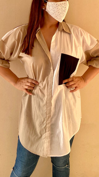 Asymmetric Block Shirt (Freesize)