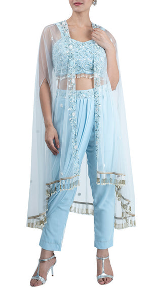 Powder blue cape and pants set