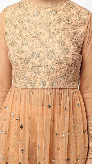 Ochre Thread Embroidered Sharara Set