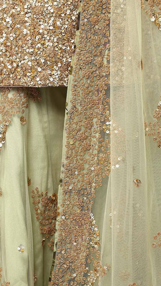 Green Thread Embroidered Sharara Set