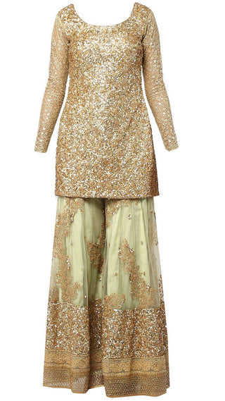 Green Thread Embroidered Sharara Set