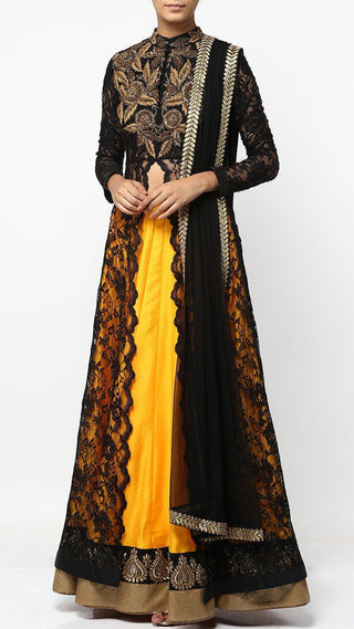 Yellow Hand Embroidered Lehenga Set