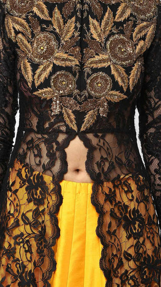 Yellow Hand Embroidered Lehenga Set