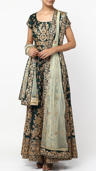 Green Dabka Embroidered Anarkali Set