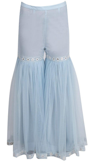 Powder Blue Embroidered Gharara Suit