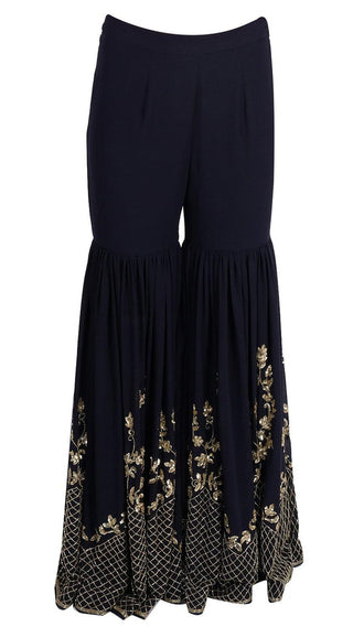 Navy and Peach Embroidered Anarkali Set