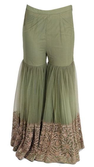 Sage Green Emroidered Gharara Suit
