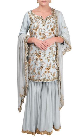 Light Mint Emroidered Gharara Suit