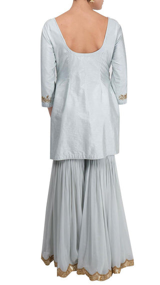Light Mint Emroidered Gharara Suit