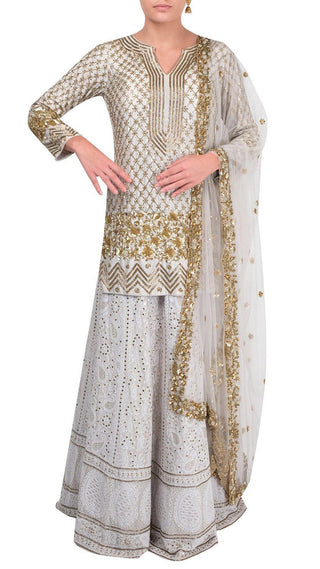 Grey Embroidered Lehenga Set
