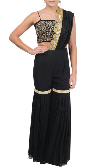Black Draped Pants Saree