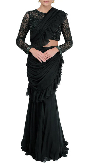 Black Drape Saree