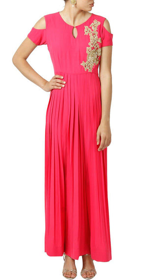 Fuchsia Pleated Gown