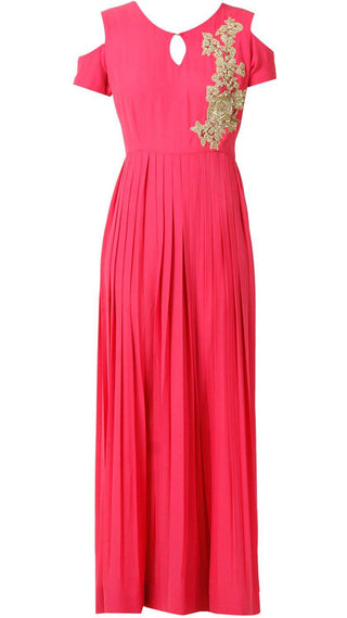 Fuchsia Pleated Gown