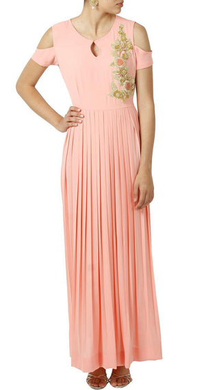 Pastel Pink Pleated Gown