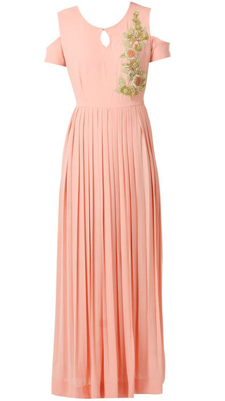 Pastel Pink Pleated Gown
