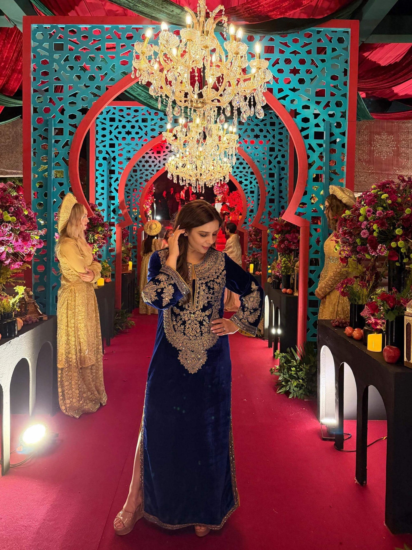 Royal Blue Velvet Aaina Kaftan