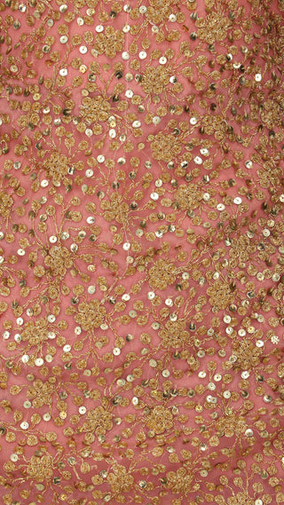 Salmon Pink Sequinned Kurta with Red Sharara Pants