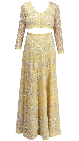 Lemon Yellow Embroidered Lehenga Set