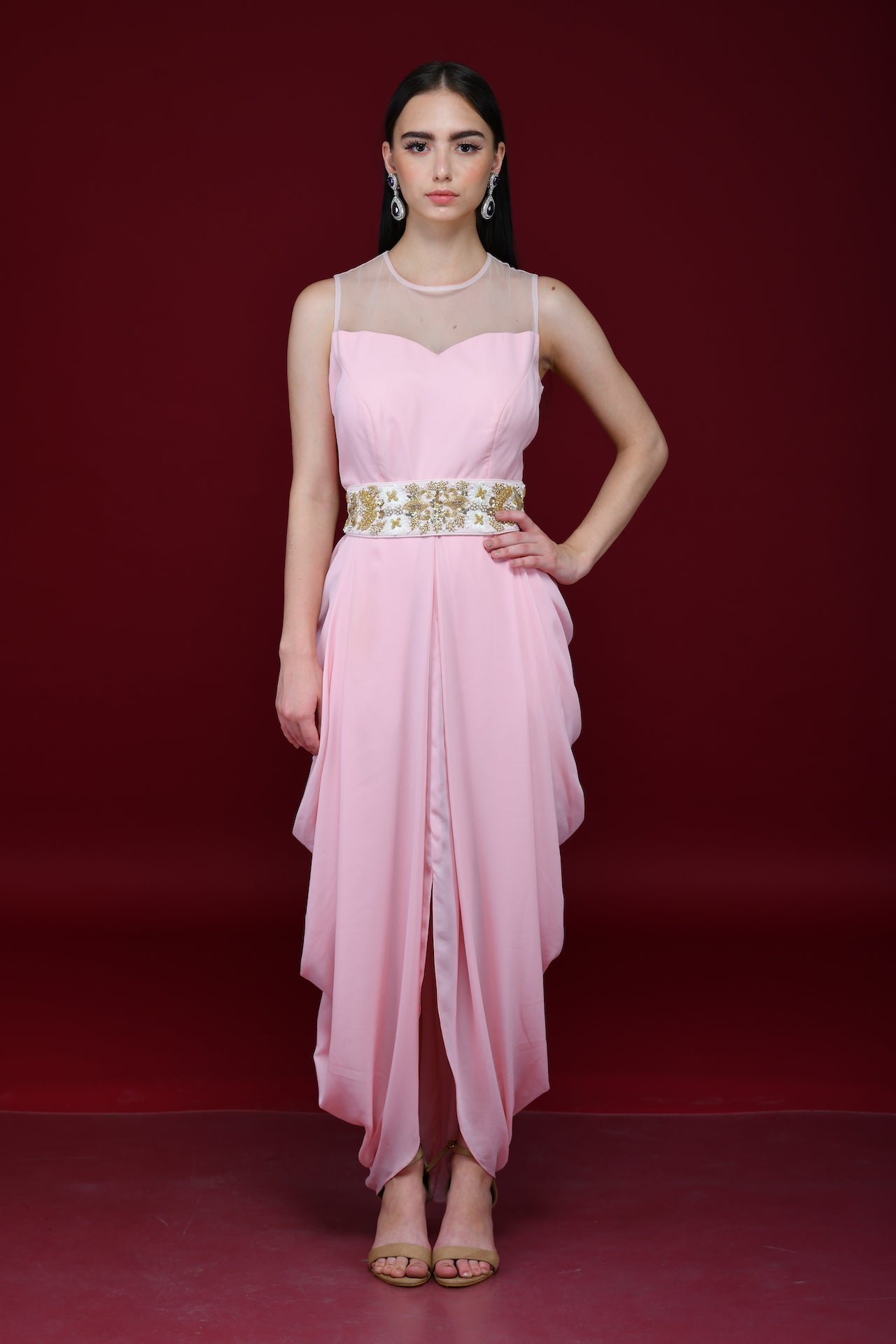 Powder Pink Cowl Tunic Dress - kylee