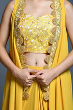 Load image into Gallery viewer, Mustard Yellow Drape Skirt And Cape Set - kylee

