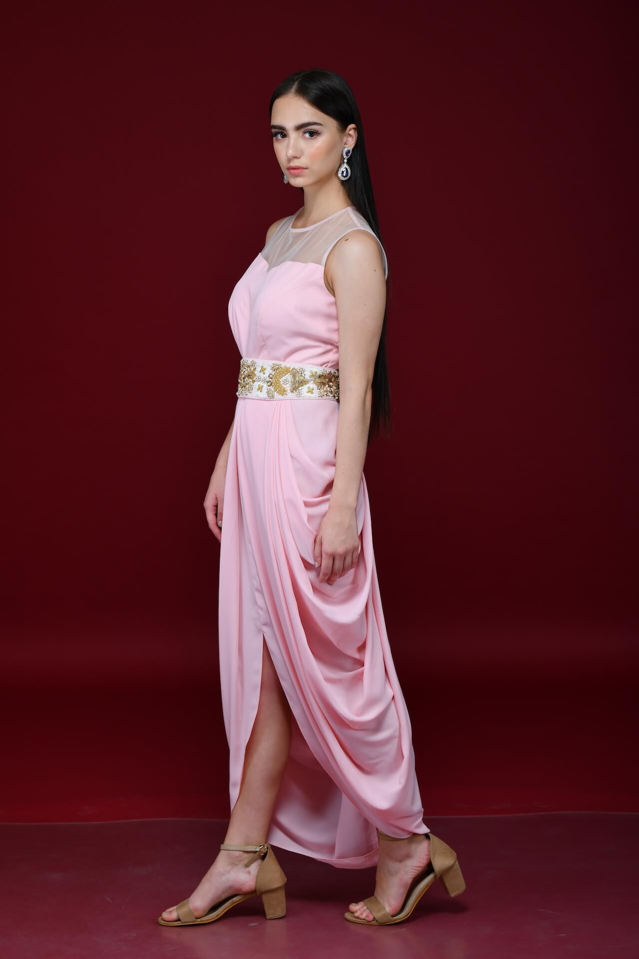 Powder Pink Cowl Tunic Dress - kylee