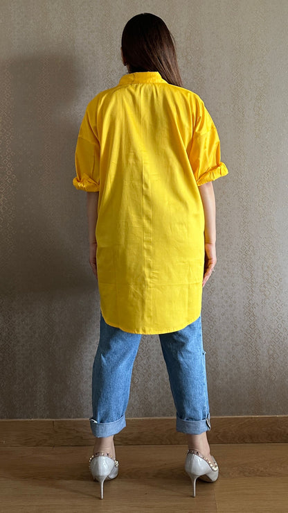 Lemony Yellow Oversized Cotton Shirt