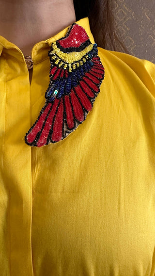 Lemony Yellow Hand Embroidered Angel Co-ord set