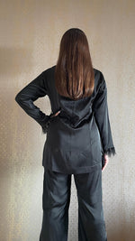 Load image into Gallery viewer, Shimmering Black Satin Co-ord Set
