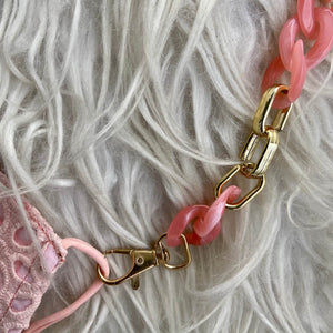 Hot Pink Mask Chain with Face Mask