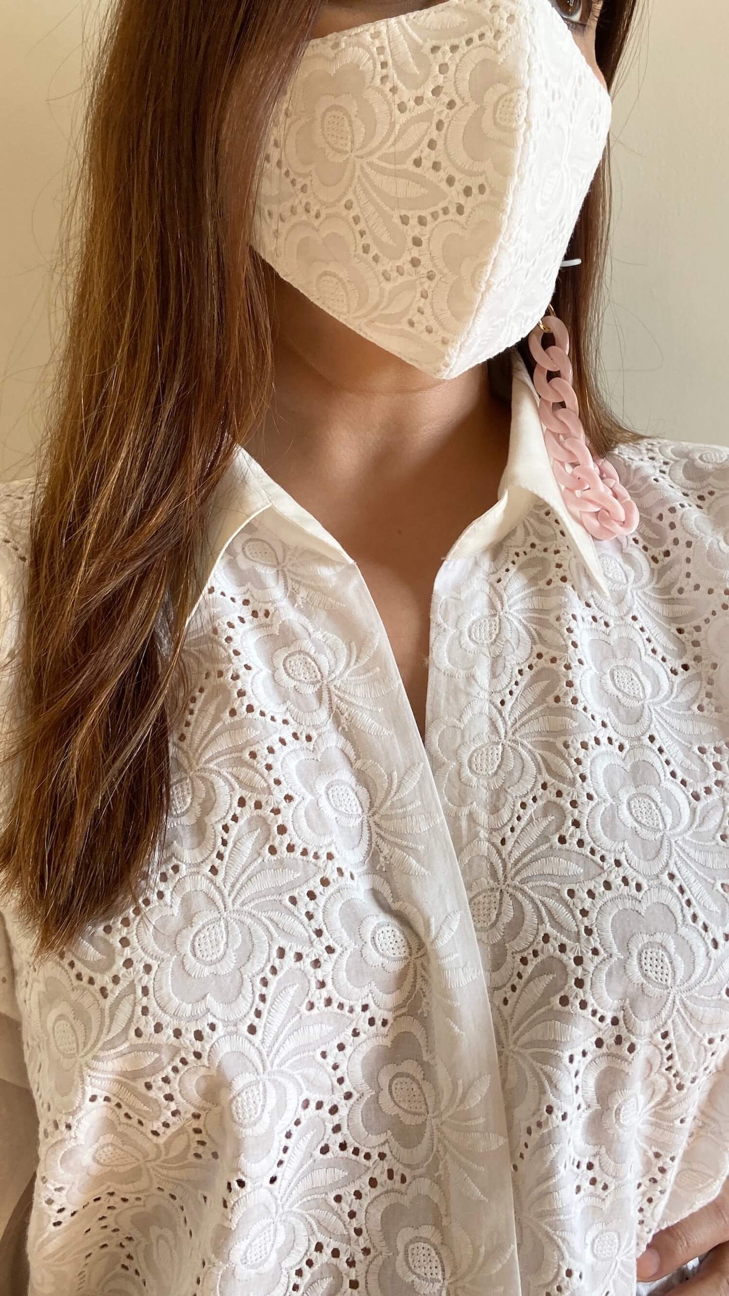 Pearl White Cutwork Embroidered Shirt (Freesize) - kylee