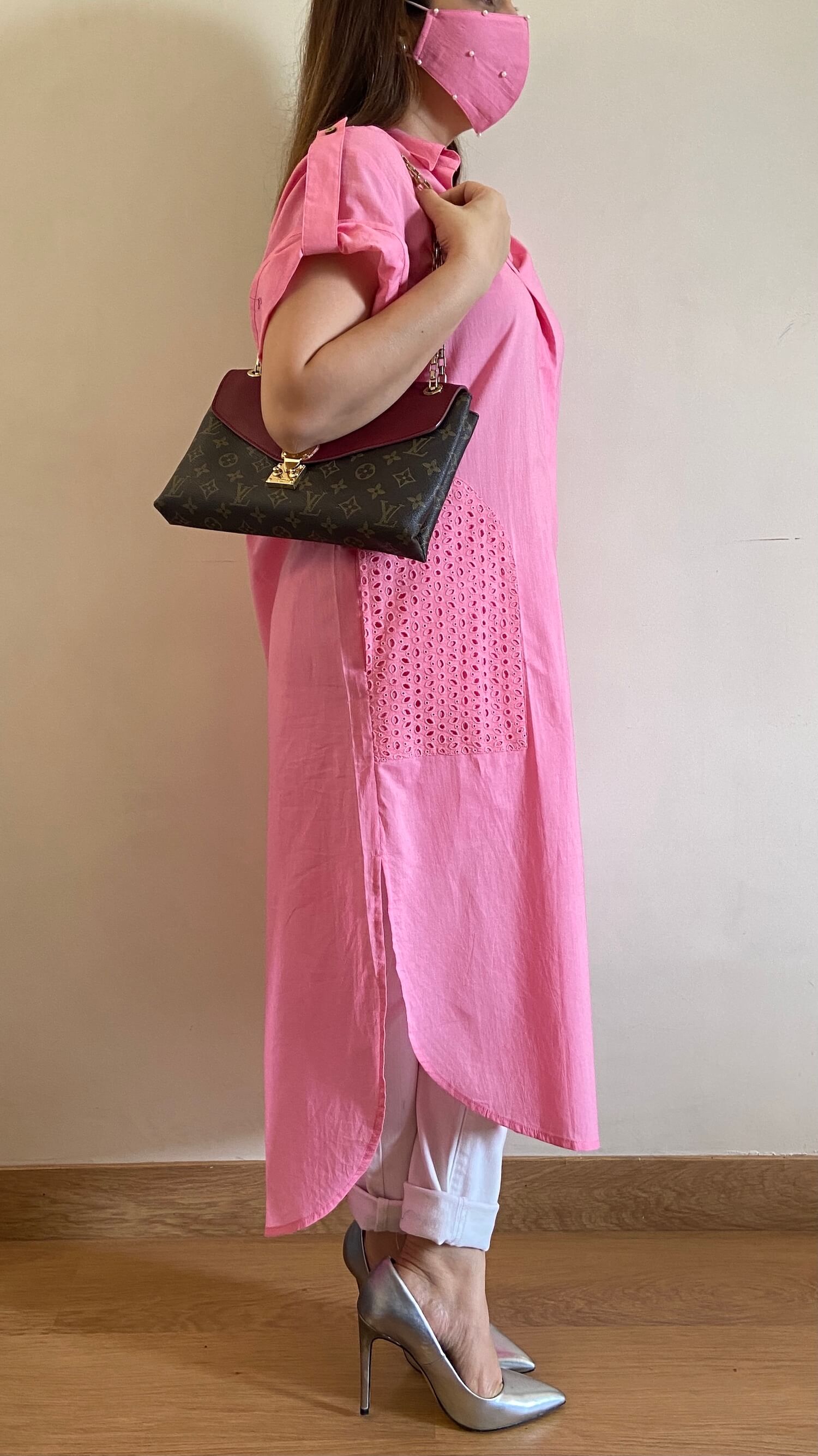 Carnation Pink Oversized Pocket Shirt (Freesize) - kylee