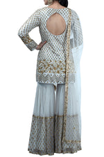 Load image into Gallery viewer, Powder grey embroidered suit and sharara set - kylee

