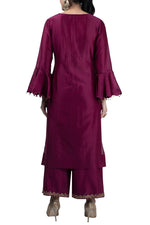 Load image into Gallery viewer, Wine embroidered kurta with pants - kylee
