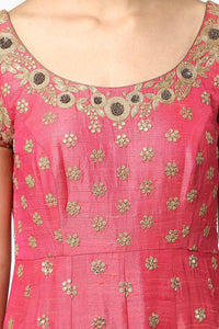 Pink Aari Work Anarkali Set - kylee